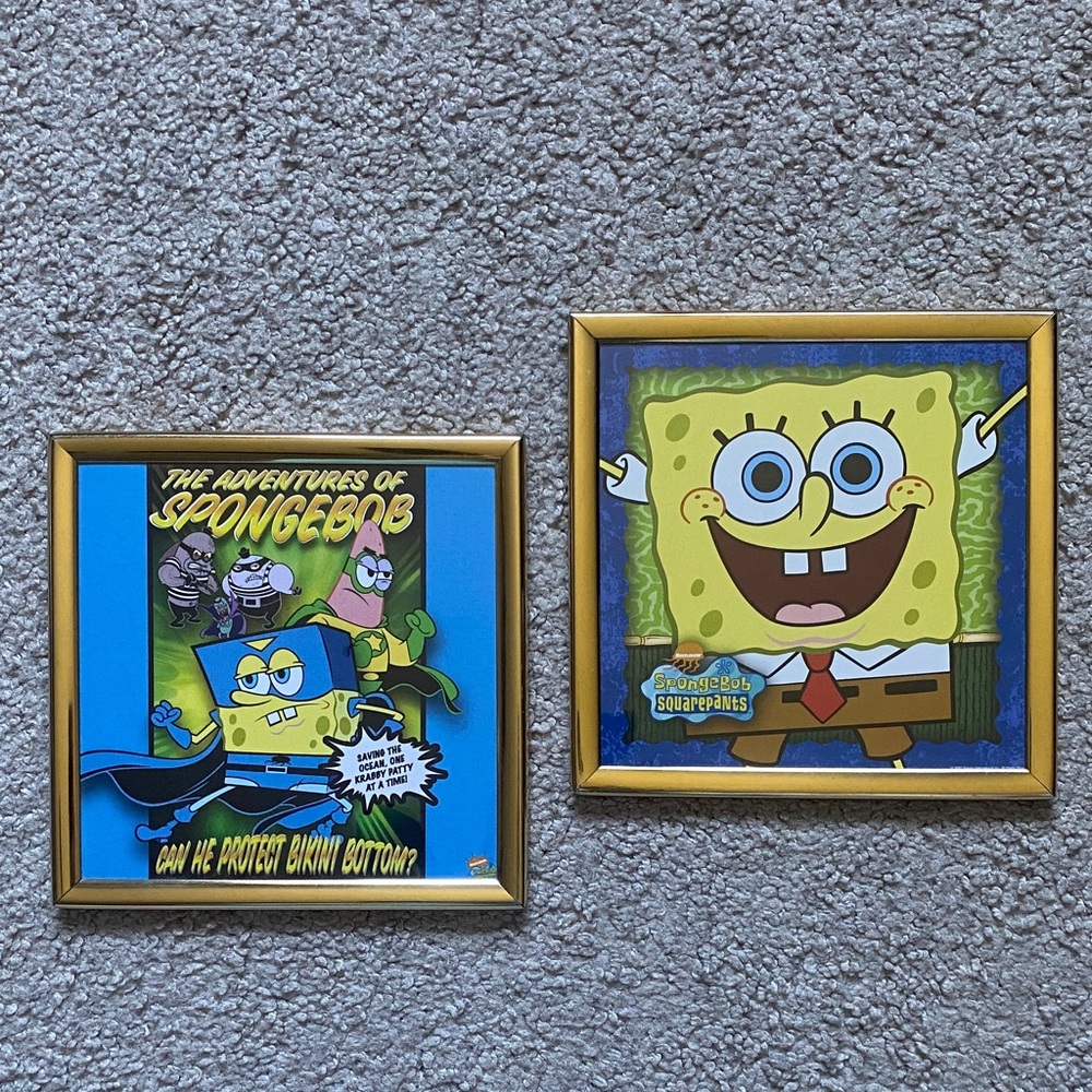 Set Of Two One Of One SpongeBob SquarePants Gold Framed Art Decor Set